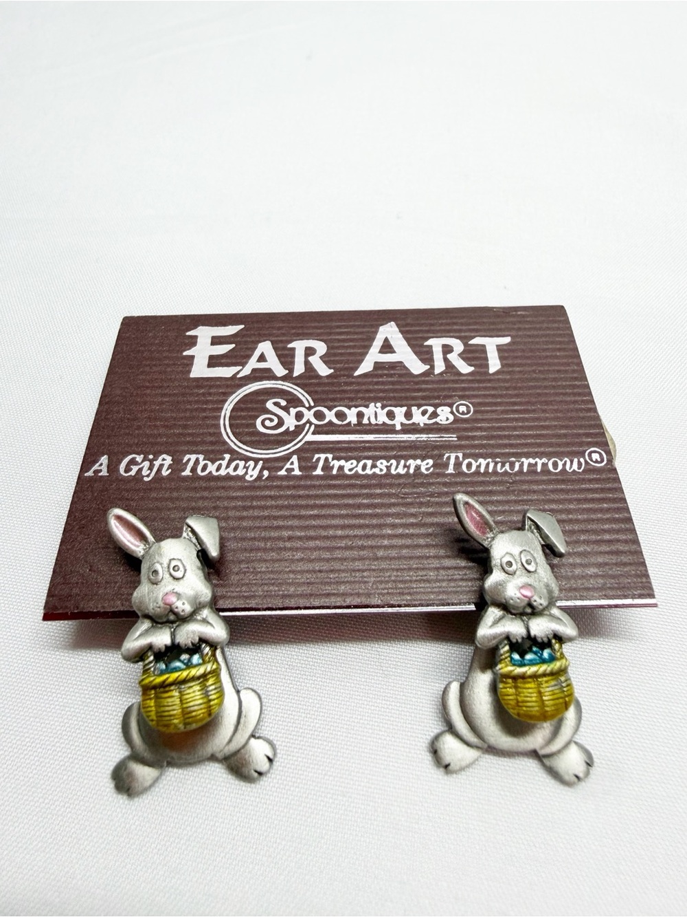 NEW Spoontiques Ear Art Easter Bunny with Basket Earrings